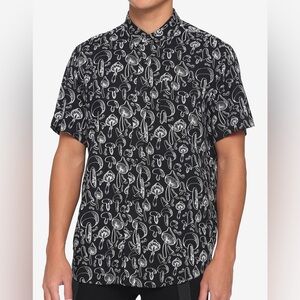 Hot Topic Black and White Mushroom Button Up